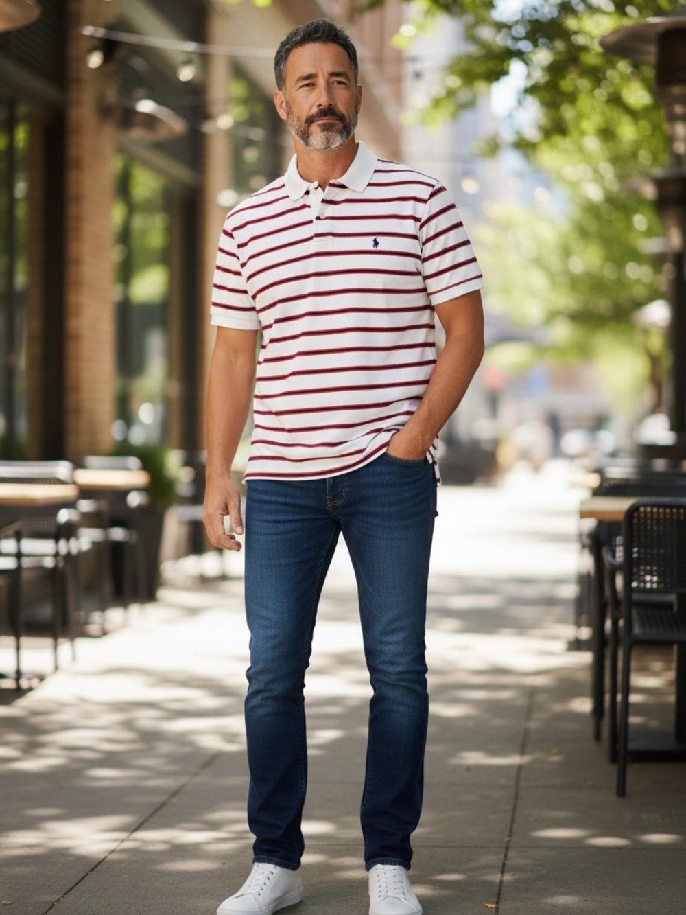 Polo Ralph Lauren White Striped Polo Shirt Men’s XL Pima Cotton Classic Fit